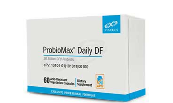 ProbioMax Daily DF  ( is a vegetarian, dairy- and gluten-free, four-strain probiotic totaling 30 billion CFU† per capsule. 60 ct)